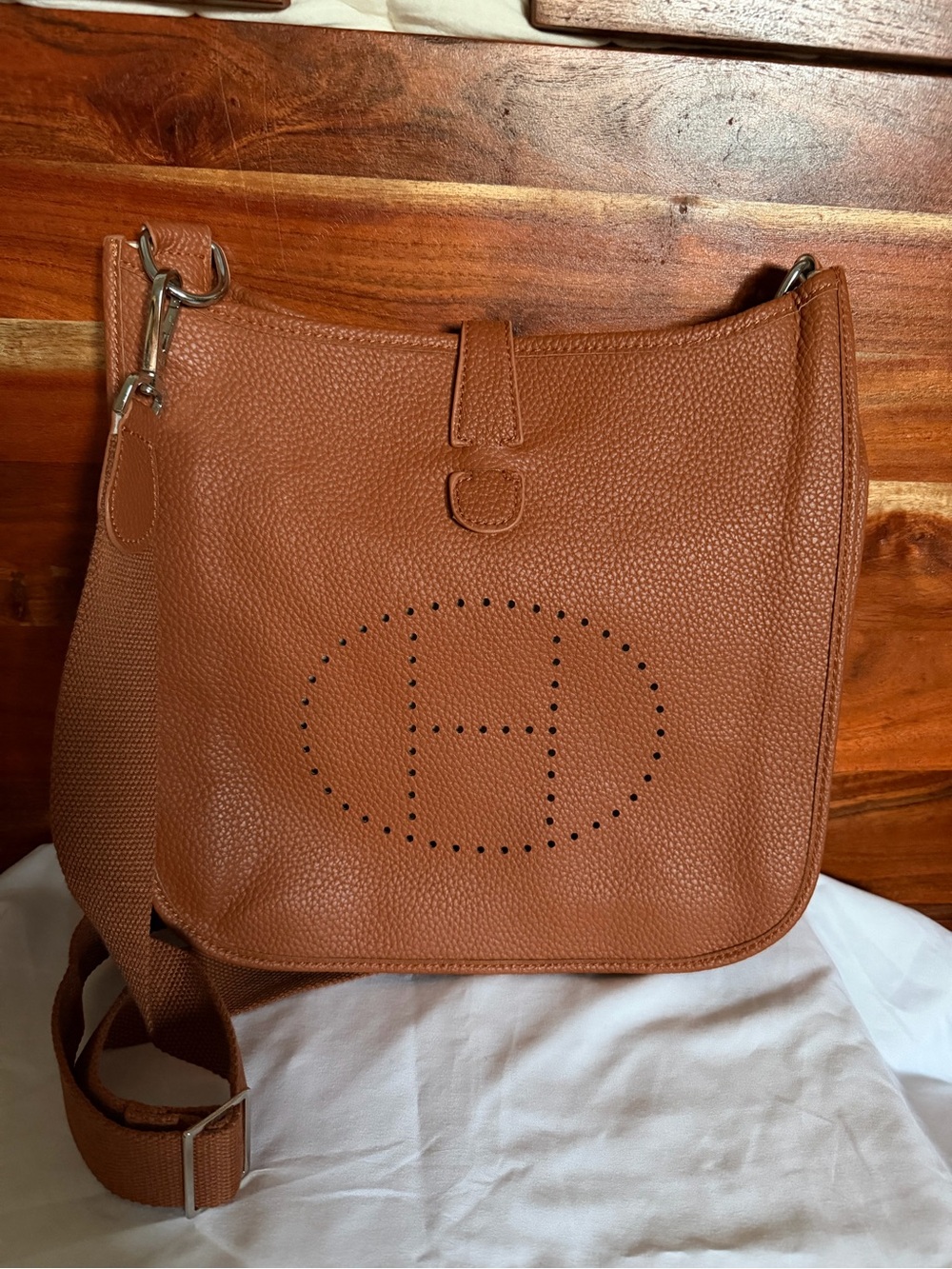 Brown Inspired by Eve Lyne Crossbody Bag in Brown Vegan Leather
